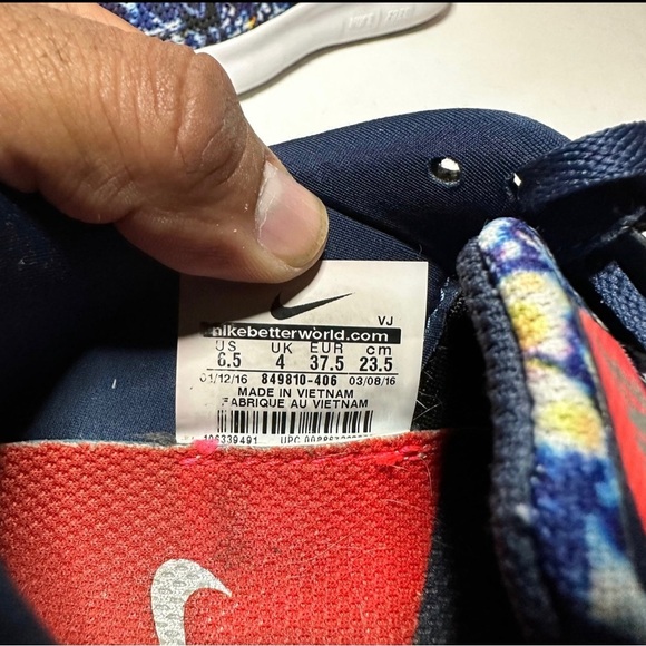 Nike Free Womens Running Shoes Size 6.5 RN 849810-406 Blue Mesh Trail 21 Box 7 - Picture 8 of 8